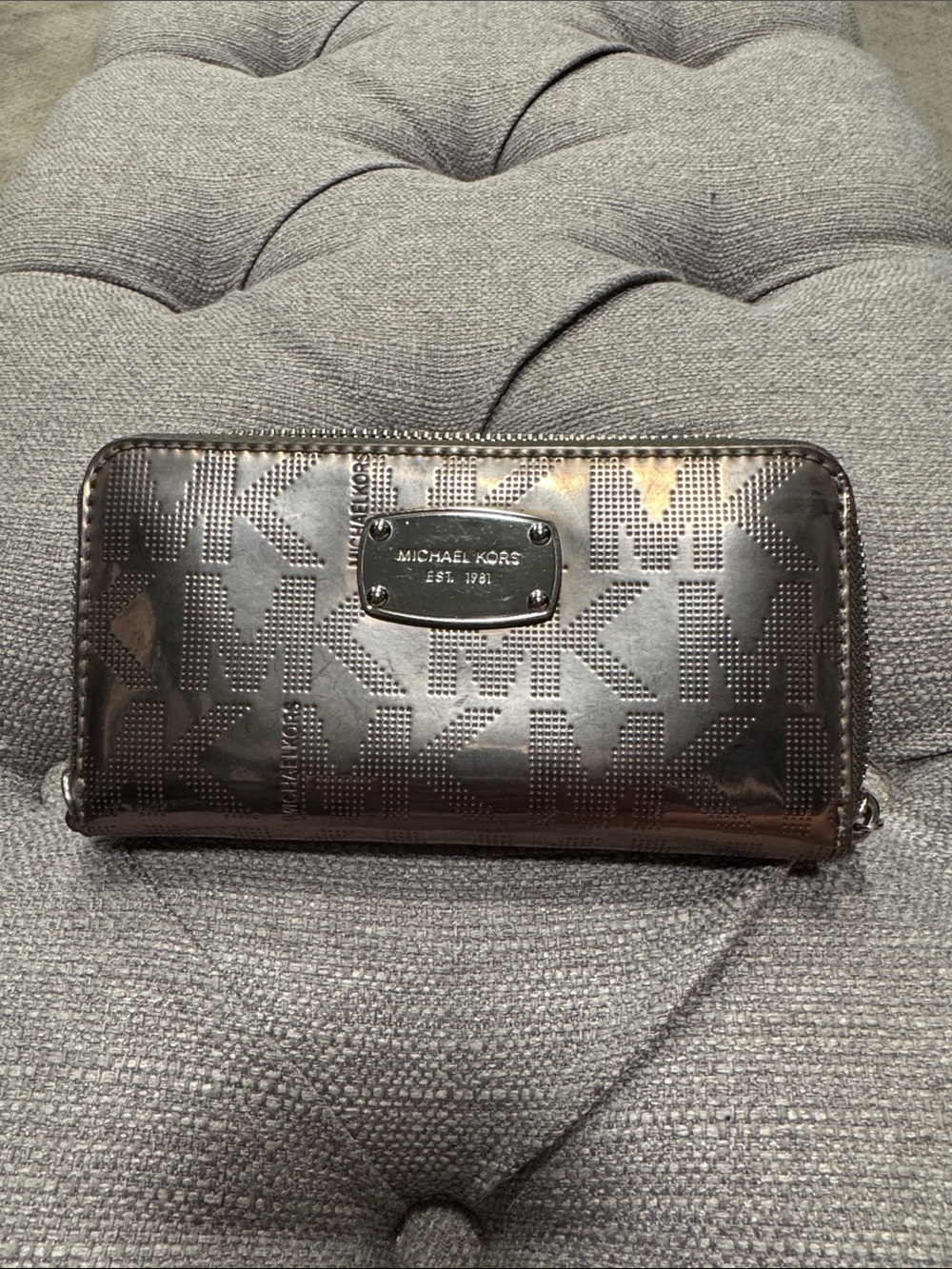 Michael Kors Metallic Bronze Logo Zip Wallet